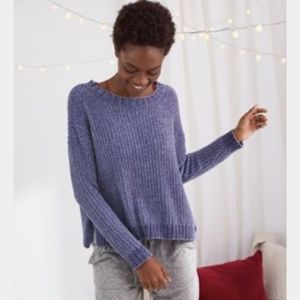 AERIE blue / purple chenille crew neck sweater
